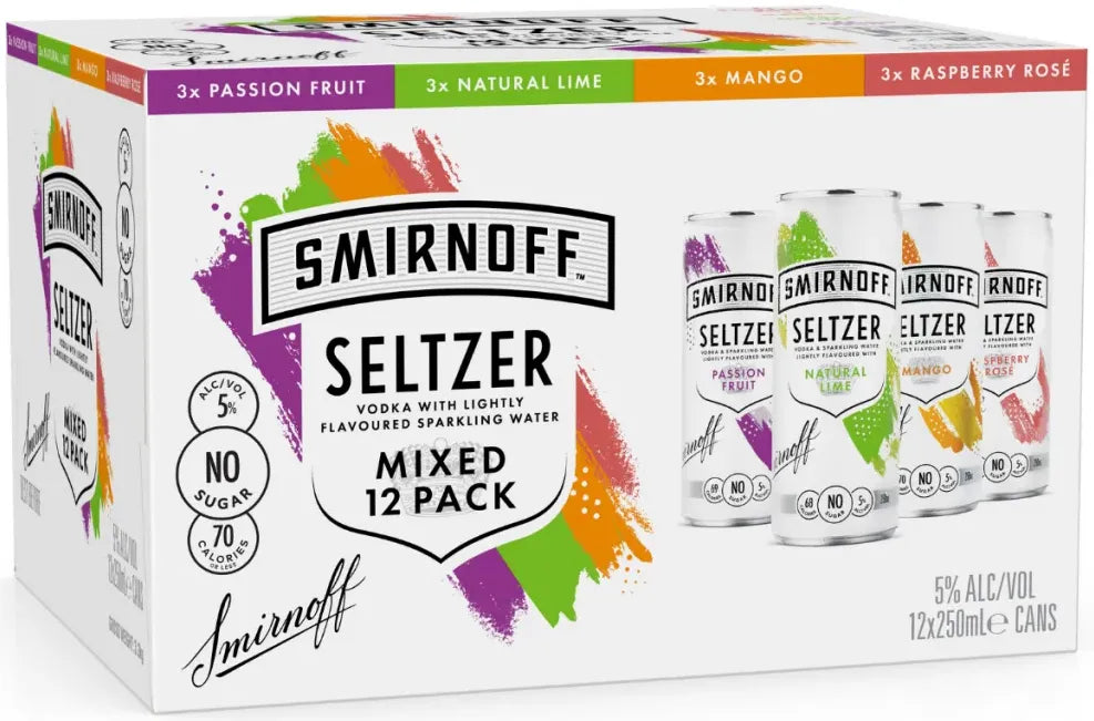 Smirnoff Seltzer Mixed Pack 5% 12 Pack Cans 250ml | Barrel & Batch