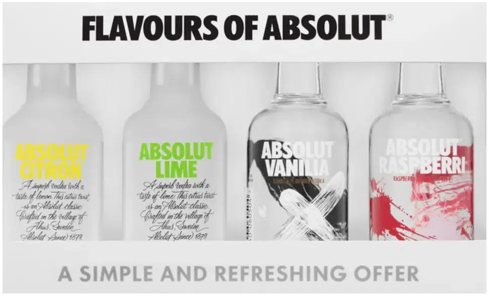 Buy Absolut Flavours Miniatures Mixed Gift Pack 4 x 50ml Online at Barrel and Batch