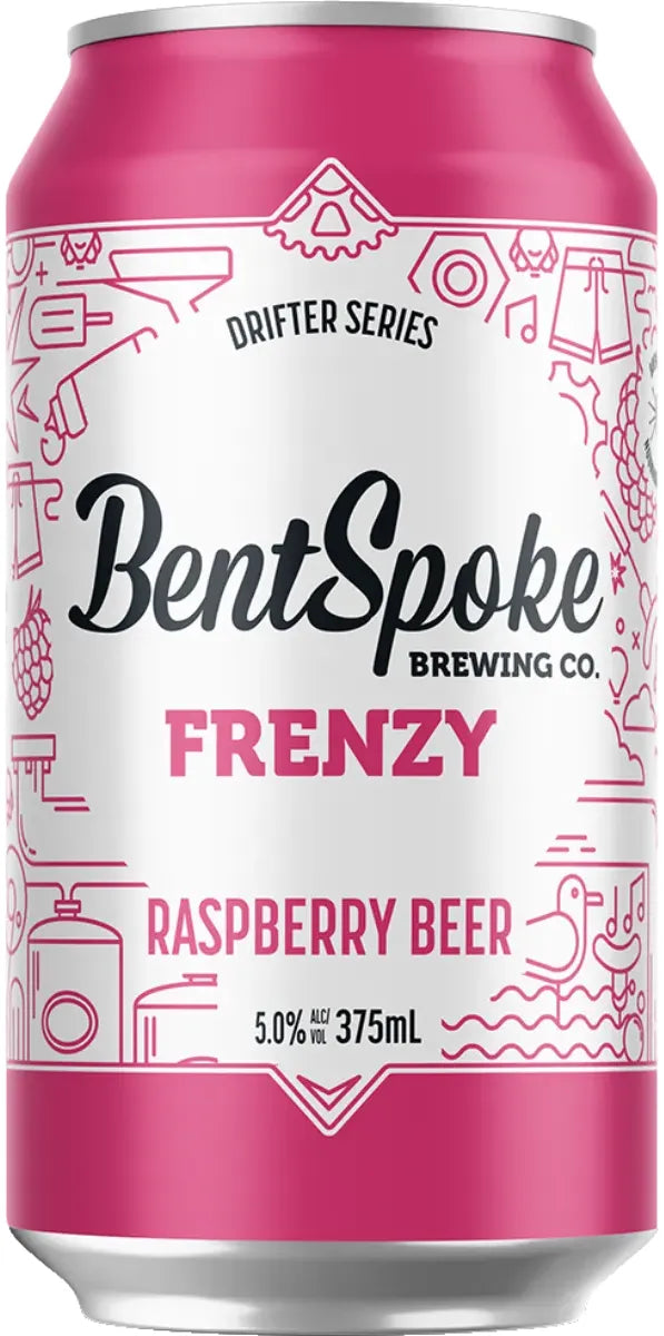 Bentspoke Brewing Co. Frenzy Raspberry Beer 5% 16 Pack Cans 375ml | Barrel & Batch