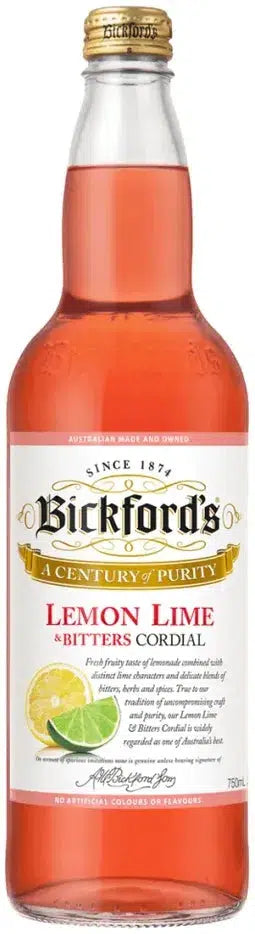 Bickfords Lemon Lime Bitters Cordial 750ml Buy online – Barrel