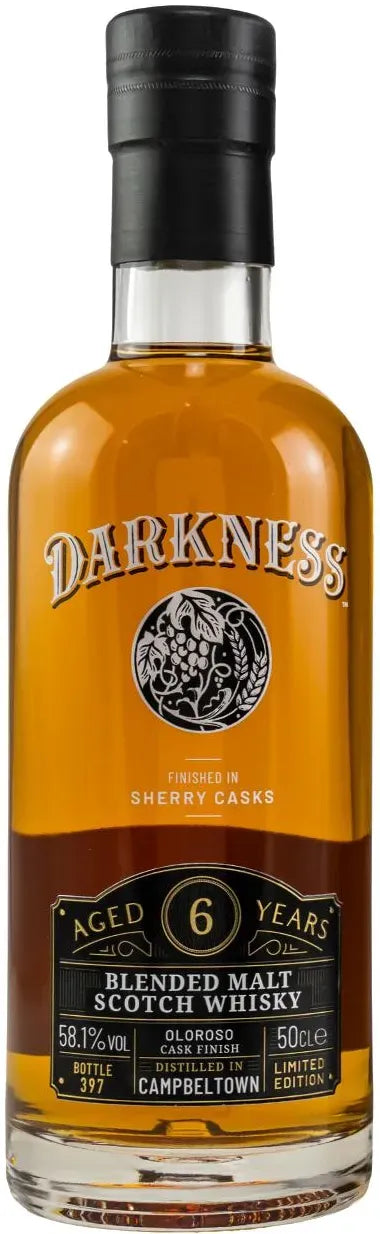 Buy Darkness 6 Year Old Campbeltown Oloroso Finish Blended Whisky 500ml Online at Barrel and Batch