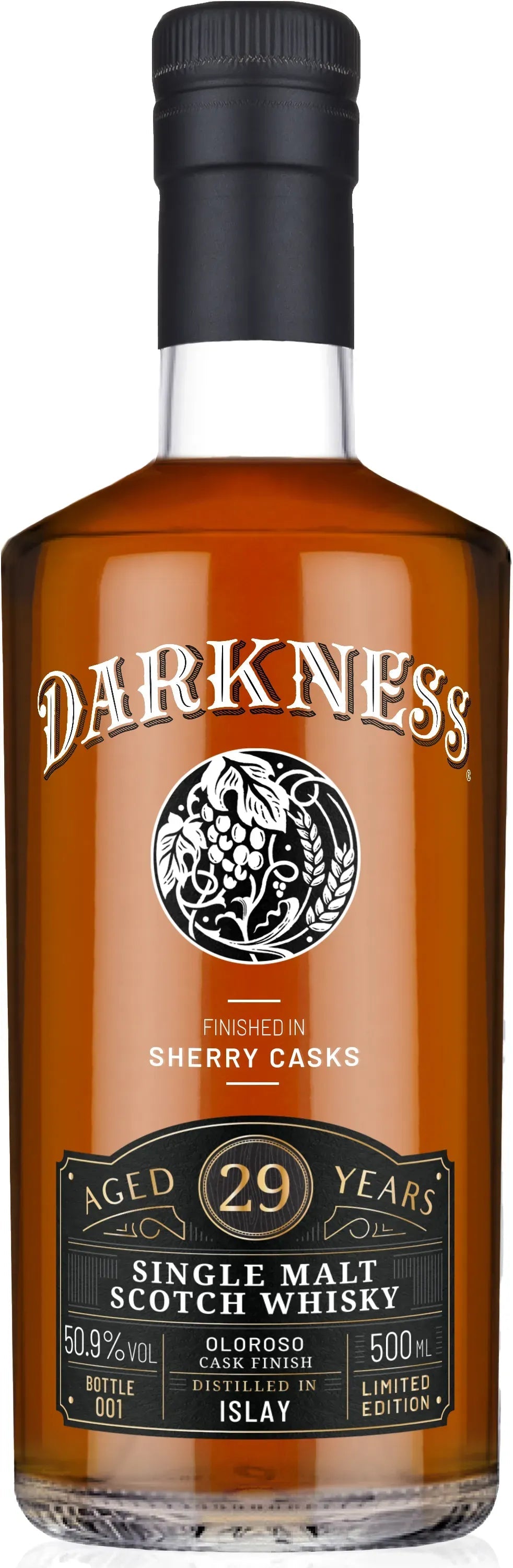 Darkness Islay Single Malt Scotch 29 Year Oloroso Single Malt Scotch Whisky 500ml-Spirits-Darkness-Afterpay-Alcohol-Delivery-Barrel-and-Batch-