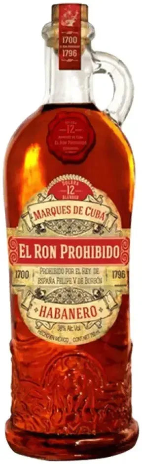 Buy El Ron Prohibido 12 Years Habanero Rum 700ml Online at Barrel and Batch