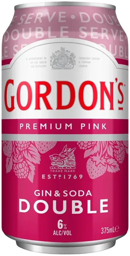 Buy Gordon's Pink Gin & Soda Double 6% 375ml Online at Barrel and Batch