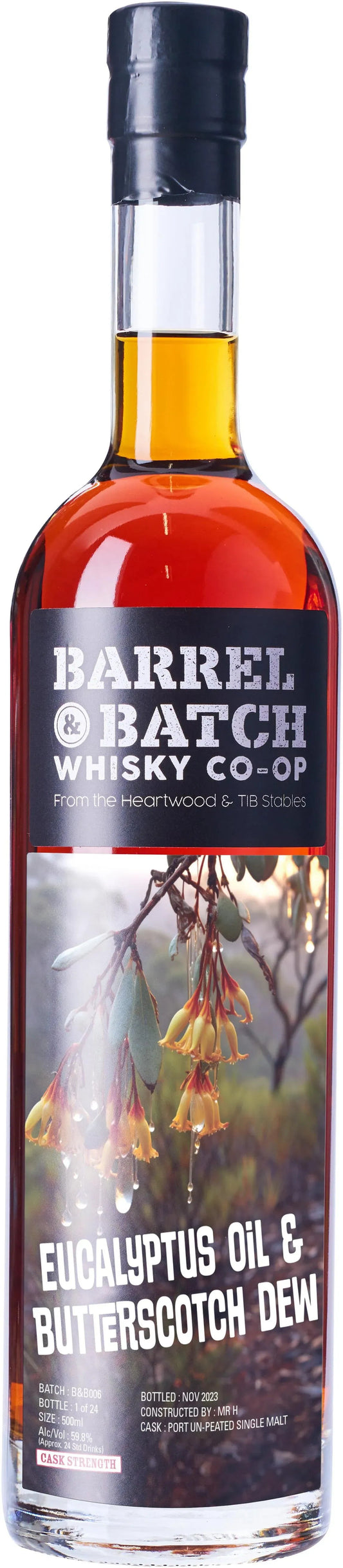 Buy Heartwood & TIB Stables Eucalyptus Oil & Butterscotch Dew Single Malt Whisky 500ml Online at Barrel and Batch