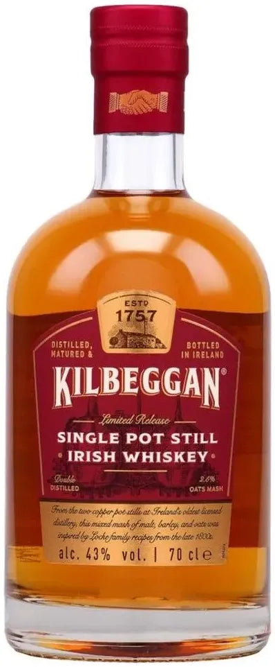 Kilbeggan Single Pot Still Irish Whiskey 700ml-Spirits-Kilbeggan-Afterpay-Alcohol-Delivery-Barrel-and-Batch-
