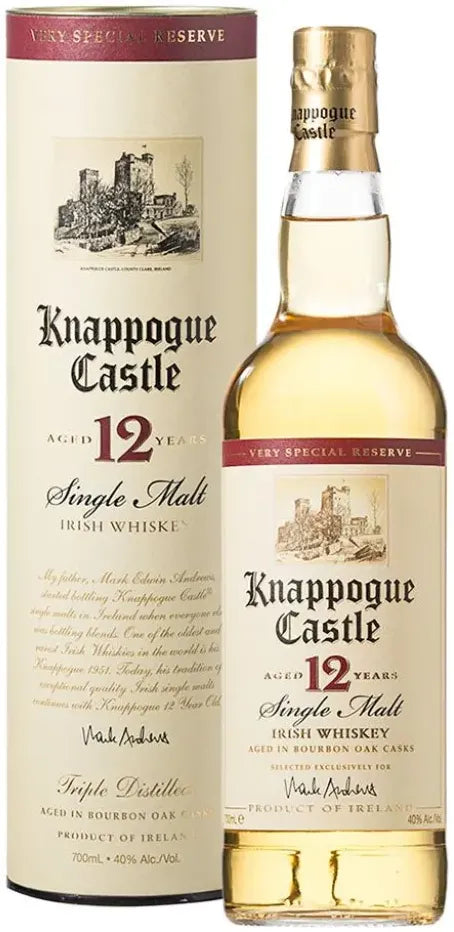 Knappogue Castle 12 Year Old Single Malt Irish Whiskey 700ml-Spirits-Knappogue Castle-Afterpay-Alcohol-Delivery-Barrel-and-Batch-
