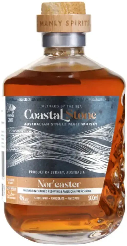Buy Manly Spirits Coastal Stone Nor'Easter Single Malt Whisky 500ml Online at Barrel and Batch