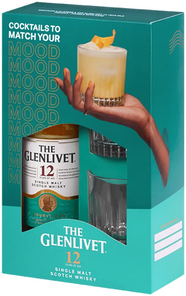 The Glenlivet 12 Year Old Scotch Whisky & 2 Glass Gift Pack 700ml-Spirits-The Glenlivet-Afterpay-Alcohol-Delivery-Barrel-and-Batch-