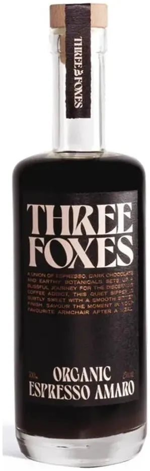 Three Foxes Organic Espresso Amaro 700ml-Spirits-Three Foxes-Afterpay-Alcohol-Delivery-Barrel-and-Batch-