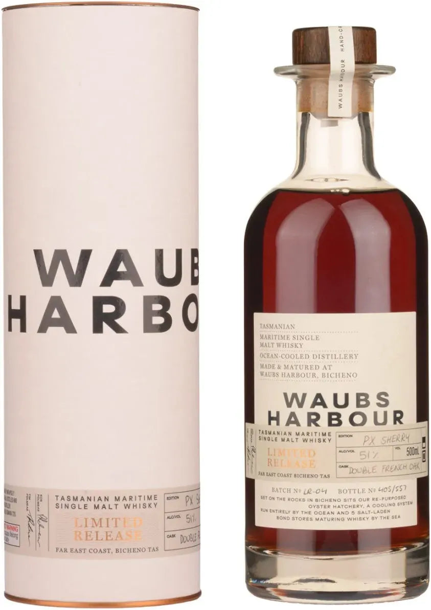 Waubs Harbour PX Sherry Cask Limited Edition Single Malt Whisky 500ml-Spirits-Waubs Harbour-Afterpay-Alcohol-Delivery-Barrel-and-Batch-