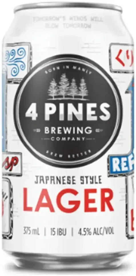 4 Pines Japanese Lager 4.5% 6 Pack Cans 375ml | Barrel & Batch