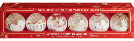 Light Up Winterberry Gin Liqueur Gift Baubles 6 x 50ml