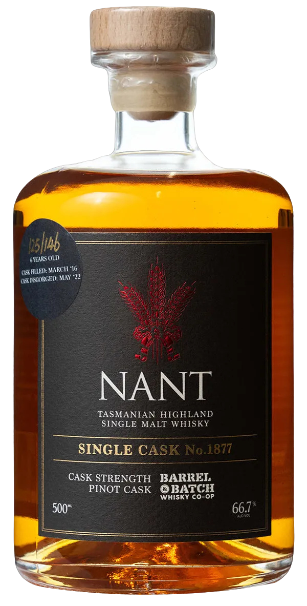 Nant 6 Year Old Cask Strength Pinot Noir Single Cask 1877 Single Malt Whisky 500ml