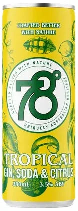 78 Degrees Tropical Gin, Soda & Citrus 3.5% 24 Pack Cans 330ml | Barrel & Batch