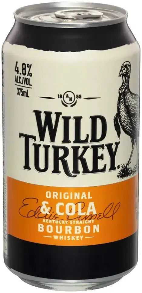 Wild Turkey Kentucky Straight Bourbon Whiskey & Cola 4.8% 4 Pack Cans 375ml | Barrel & Batch