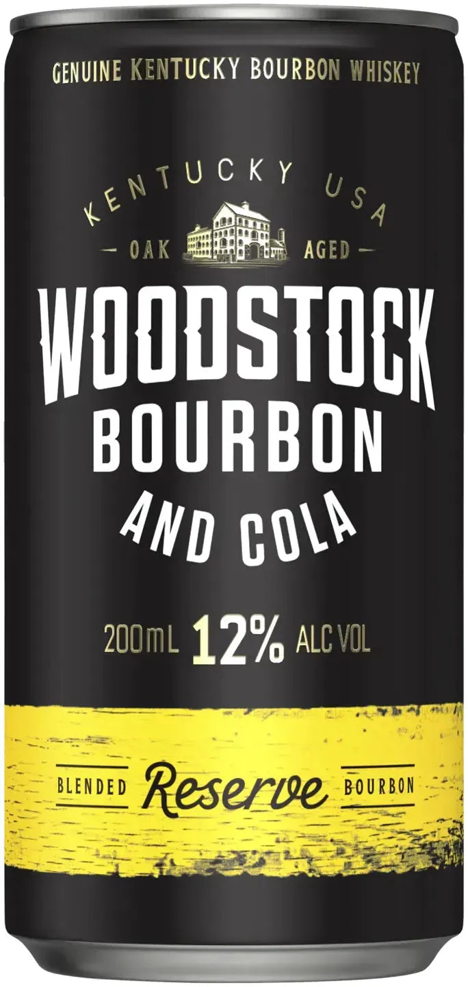 Woodstock Bourbon & Cola 12% 4 Pack Cans 200ml | Barrel & Batch