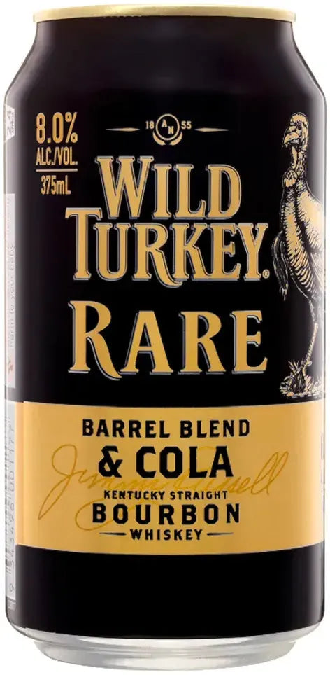 Wild Turkey Kentucky Straight Bourbon Whiskey & Cola Rare 8% 4 Pack Cans 375ml | Barrel & Batch