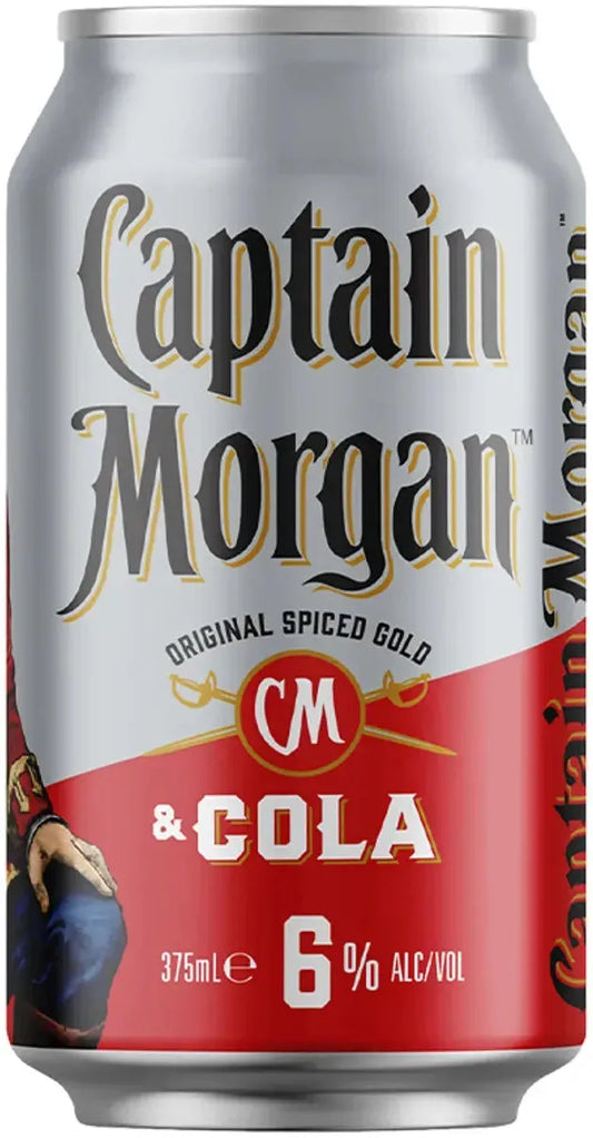 Captain Morgan Rum & Cola 6% 4 Pack Cans 375ml | Barrel & Batch