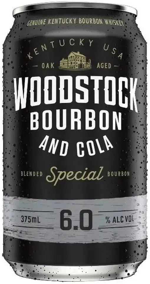 Woodstock Bourbon & Cola 6% 4 Pack Cans 375ml | Barrel & Batch