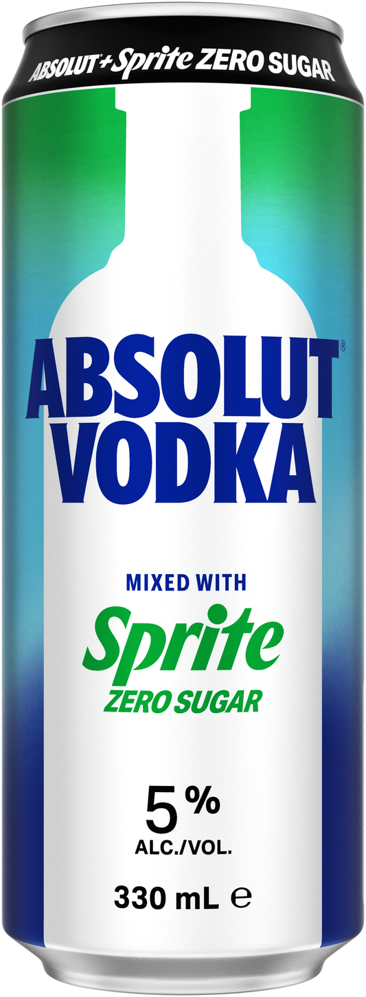 Absolut Vodka & Sprite Zero 5% 24 Pack Cans 330ml | Barrel & Batch