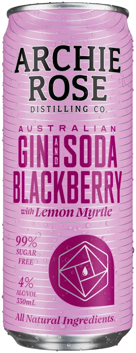 Archie Rose Distilling Co. Australian Gin & Soda Blackberry with Lemon Myrtle 4% 24 Pack Cans 330ml | Barrel & Batch