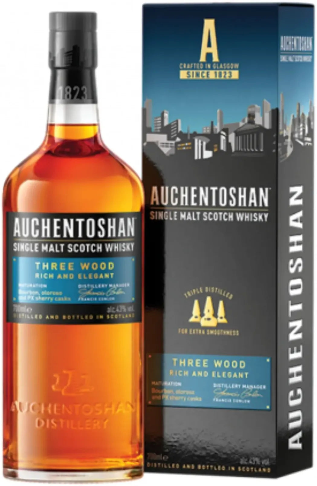 Auchentoshan Three Wood Single Malt Scotch Whisky 700ml-Spirits-Auchentoshan-Afterpay-Alcohol-Delivery-Barrel-and-Batch-