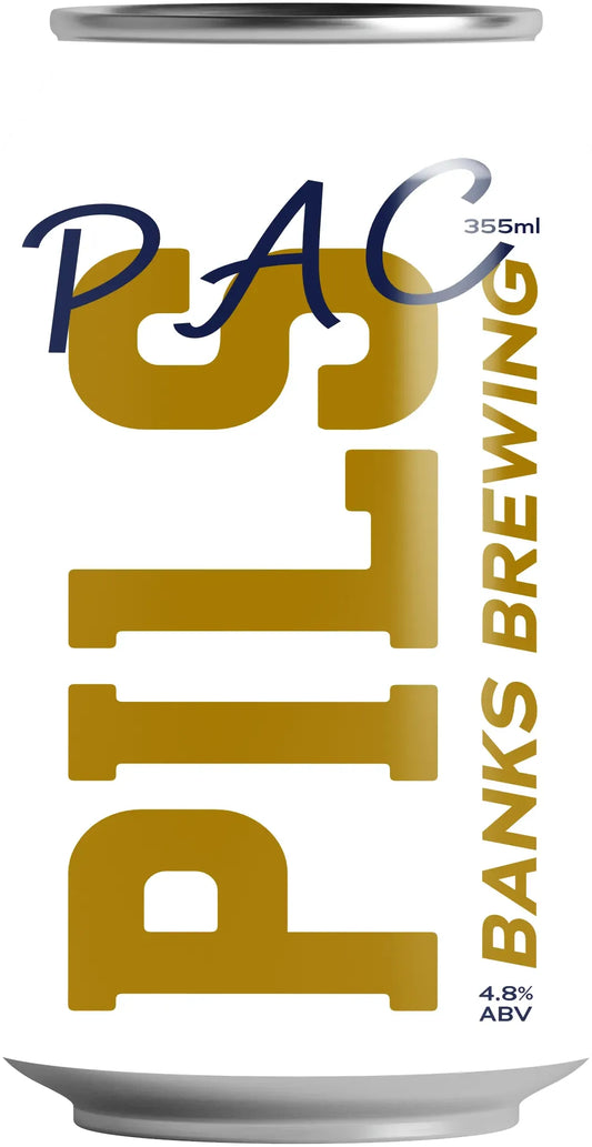 Banks Brewing Pac Pils West Coast Pilsner 355ml-Beer-Banks Brewing-Afterpay-Alcohol-Delivery-Barrel-and-Batch-