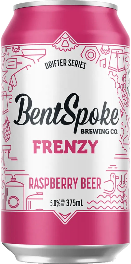 Bentspoke Brewing Co. Frenzy Raspberry Beer 5% 16 Pack Cans 375ml | Barrel & Batch