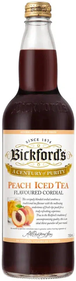 Bickfords Peach Ice Tea Cordial 750ml-Non-Alcoholic-Bickfords-Afterpay-Alcohol-Delivery-Barrel-and-Batch-