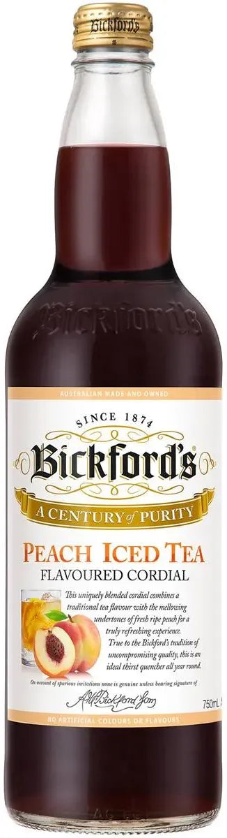 Bickfords Peach Tea Cordial 750ml | Barrel & Batch