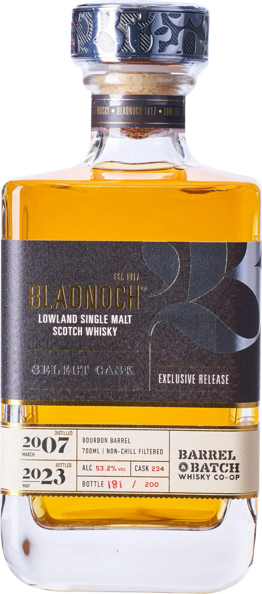 Bladnoch 16 Year Old Cask Strength Single Cask Ex-Bourbon Single Malt Whisky 700ml-Spirits-Bladnoch-Afterpay-Alcohol-Delivery-Barrel-and-Batch-