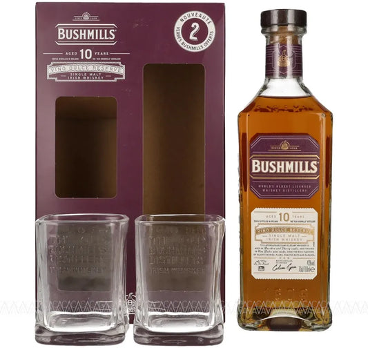Bushmills 10 Year Old Vino Dulce Reserve Single Malt Irish Whiskey + 2 Glasses 700ml | Barrel & Batch
