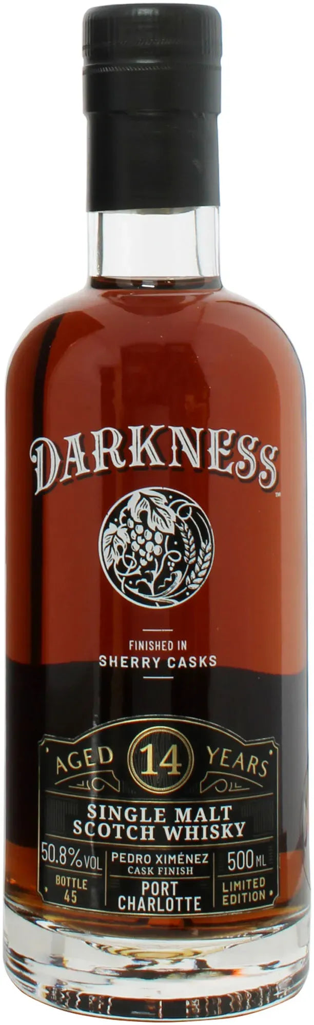 Darkness 14 Year Old Port Charlotte Pedro Ximenez Scotch Whisky 500ml-Spirits-Darkness-Afterpay-Alcohol-Delivery-Barrel-and-Batch-