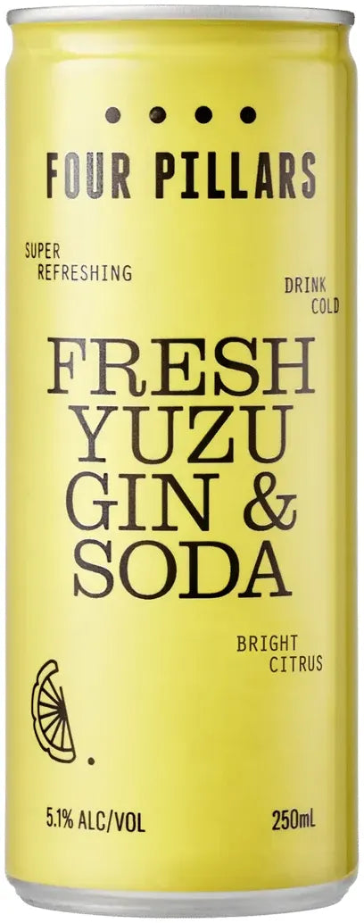 Four Pillars Yuzu Gin & Soda 250ml-Pre-Mixed Drinks-Four Pillars-Afterpay-Alcohol-Delivery-Barrel-and-Batch-