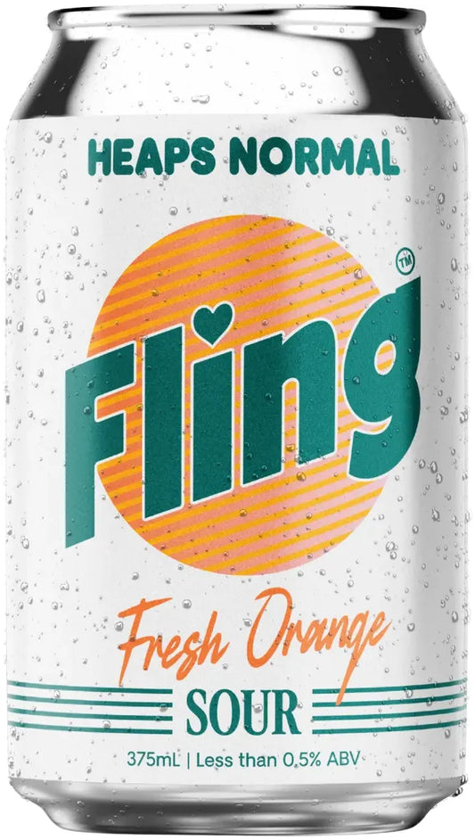 Heaps Normal Fling Fresh Orange Sour 0.5% 24 Pack Cans 375ml | Barrel & Batch