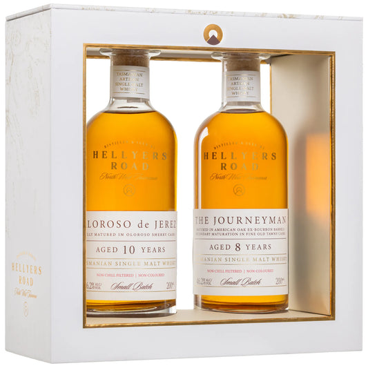 Hellyers Road Distillery 8 Year Old Journeyman/The Oloroso De Jerez 10 Year Old Gift Pack 2 x 200ml | Bottle Stop