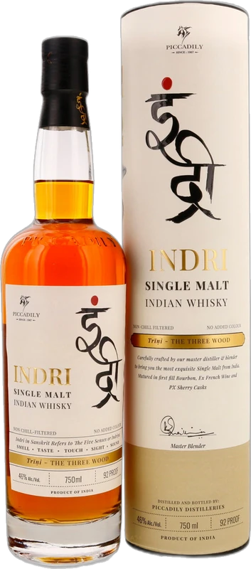 Indri Trini The Three Wood Single Malt Indian Whisky + Giftbox 700ml | Barrel & Batch