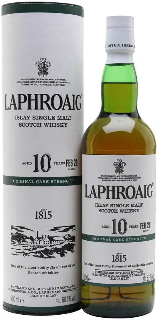 Laphroaig 10 Year Old Cask Strength Islay Single Malt Whisky 700ml-Spirits-Laphroaig-Afterpay-Alcohol-Delivery-Barrel-and-Batch-