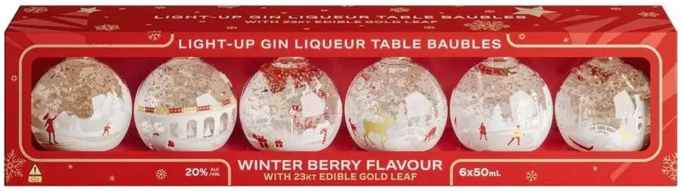 Light Up Winterberry Gin Liqueur Gift Baubles 6 x 50ml-Spirits-Light Up-Afterpay-Alcohol-Delivery-Barrel-and-Batch-