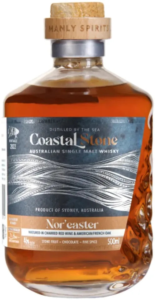 Manly Spirits Coastal Stone Nor'Easter Single Malt Whisky 500ml-Spirits-Manly Spirits Co. Distillery-Afterpay-Alcohol-Delivery-Barrel-and-Batch-