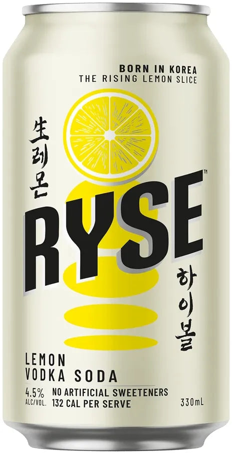 Ryse Lemon Vodka Soda 4.5% 24 Pack Cans 330ml | Barrel & Batch