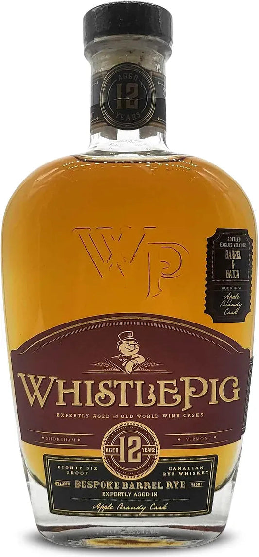 WhistlePig 12 Year Old Single Barrel Apple Brandy Cask Rye Whiskey 750ml-Spirits-WhistlePig-Afterpay-Alcohol-Delivery-Barrel-and-Batch-