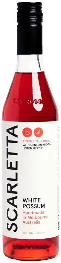 White Possum Scarletta Bitter Citrus Amaro 500ml-Spirits-White Possum-Afterpay-Alcohol-Delivery-Barrel-and-Batch-