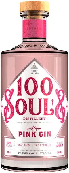 100 Souls Pink Gin 700ml-Spirits-100 Souls-[afterpay_alcohol_delivery]-[buy_spirits_online]-[buy_wine_online]-Barrel & Batch