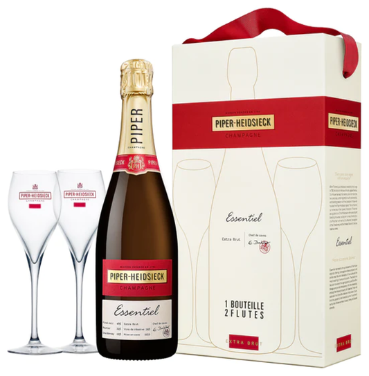 buy Piper Heidsieck Essentiel Brut Champagne & Glasses Gift Pack 750ml online - Piper-Heidsieck Wine - online liquor store - afterpay alcohol delivery - premium spirits & wine - barrel and batch