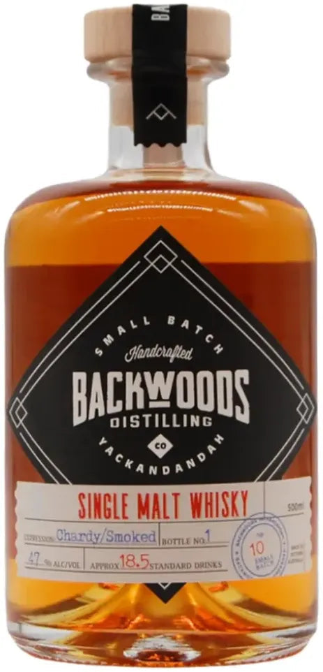 Backwoods Batch 10 Ex Chardonnay Cask Smoked Whisky 500ml-Spirits-Backwoods-[afterpay_alcohol_delivery]-[buy_spirits_online]-[buy_wine_online]-Barrel & Batch