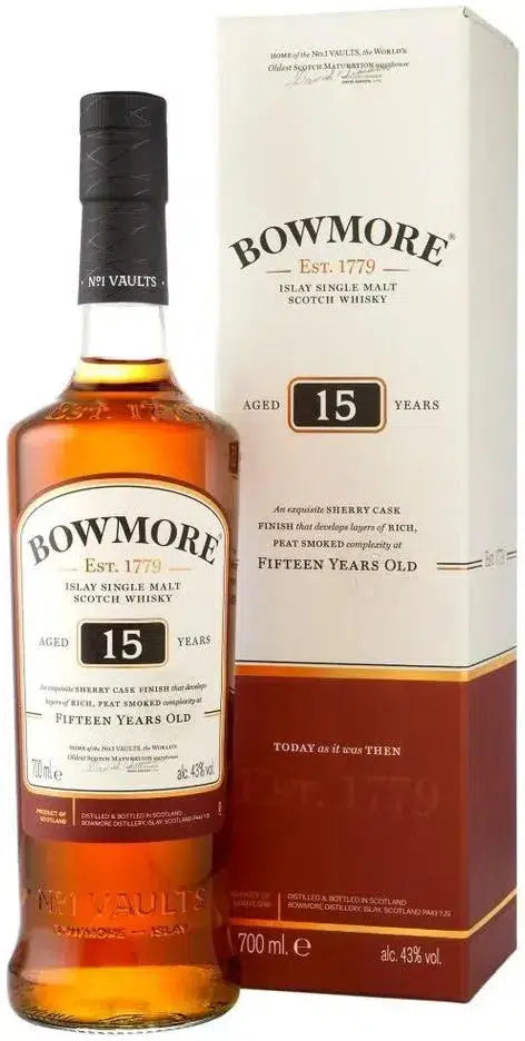 Bowmore 15 Year Old Single Malt Scotch Whisky 700ml-Spirits-Bowmore-[afterpay_alcohol_delivery]-[buy_spirits_online]-[buy_wine_online]-Barrel & Batch