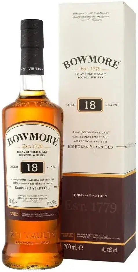 Bowmore 18 Year Old Islay Single Malt Scotch Whisky 700ml-Spirits-Bowmore-[afterpay_alcohol_delivery]-[buy_spirits_online]-[buy_wine_online]-Barrel & Batch