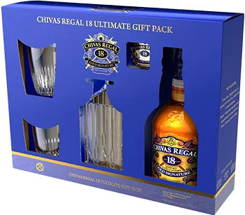 Chivas Regal 18 Year Old Glasses & Decanter Giftpack-Spirits-Chivas Regal-[afterpay_alcohol_delivery]-[buy_spirits_online]-[buy_wine_online]-Barrel & Batch